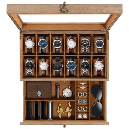 Slot solid wood watch box - 12,